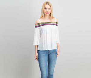 Juniors Embroidered Off-the-Shoulder Blouse  Off White