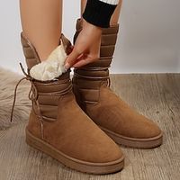 Women's Boots Snow Boots Daily Winter Flat Heel Round Toe Casual Suede Lace-up Black Brown Khaki miniinthebox - thumbnail
