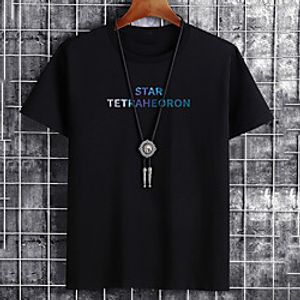 Men's Unisex Tee T shirt Hot Stamping Graphic Prints Letter Plus Size Print Short Sleeve Casual Tops Cotton Basic Fashion Designer Big and Tall White Black Khaki miniinthebox