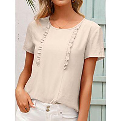 short sleeve shift crew neck casual top Lightinthebox