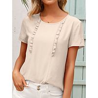 short sleeve shift crew neck casual top Lightinthebox - thumbnail