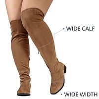 Women's Boots Wide Calf Boots Slouchy Boots Plus Size Outdoor Daily Over The Knee Boots Winter Zipper Flat Heel Round Toe Casual Comfort Minimalism Suede Zipper Solid Color Light Brown Black Red Lightinthebox - thumbnail