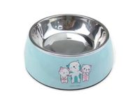 Melamine Cat Pattern Stainless Steel Bowl With Anti-slip Circle On The Bottom blue Volume 160ML - 12x12x4.5Cm
