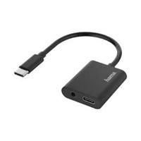 Hama 200319 2 in 1 USB-C to 3.5mm Jack and USB-C Audio Adapter, Black (HAM-200319)