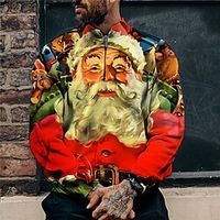 Men's Unisex Sweatshirt Pullover Red Half Zip Santa Claus Graphic Prints Quarter Zip Print Casual Daily Sports 3D Print Designer Casual Big and Tall Spring   Fall Clothing Apparel Hoodies miniinthebox - thumbnail