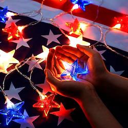 Independence Day LED String Lights Red White Blue Stars Fairy Light 1.5m 10LEDs Battery Powered Holiday Home Party Decoration Lightinthebox