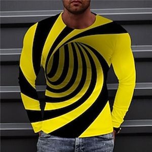 Men's T shirt Tee Tee Graphic Optical Illusion Spiral Stripe Crew Neck Clothing Apparel 3D Print Outdoor Daily Long Sleeve Print Designer Comfort Leisure Lightinthebox