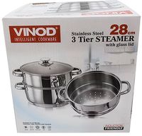 Vinod 3 Tier Steel Steamer 28Cm Gl - thumbnail