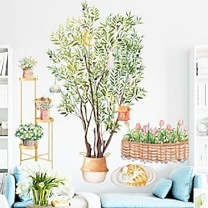 Bedroom Background Decoration Stickers,Sofa Corridor Skirting Line Potted Plant Stickers Plant Wall Stickers Self-Adhesive Painting 8080Cm Lightinthebox