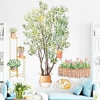 Bedroom Background Decoration Stickers,Sofa Corridor Skirting Line Potted Plant Stickers Plant Wall Stickers Self-Adhesive Painting 8080Cm Lightinthebox - thumbnail