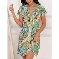 Women's Shift Dress Paisley Print V Neck Mini Dress Stylish Vacation Short Sleeve Summer Lightinthebox