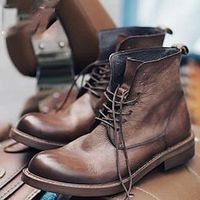 Men's Boots Retro Dress Shoes Walking Vintage Classic Casual Daily Leather Comfortable Booties / Ankle Boots Loafer Black Coffee Spring Fall miniinthebox - thumbnail