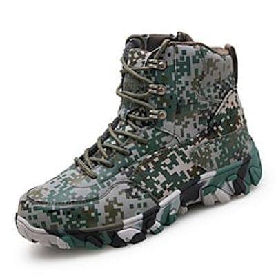 Men's Boots Trekking Shoes Hiking Sporty Outdoor PU Warm Height Increasing Mid-Calf Boots Lace-up Black Army Green Green Fall Winter Lightinthebox