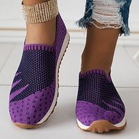 Women's Sneakers Boots Flyknit Shoes Outdoor Daily Booties Ankle Boots Summer Flat Heel Round Toe Casual Comfort Minimalism Tissage Volant Loafer Purple Green miniinthebox