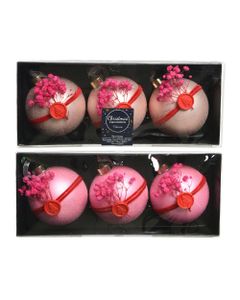 Homesmiths Christmas Bauble Glass Pink with Velvet Ribbon Set of 3 Assorted 1 Set