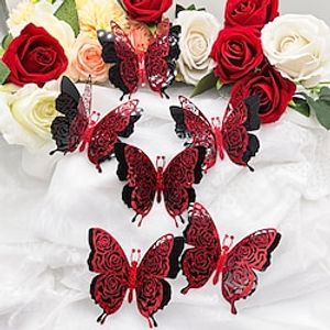 Valentine's Day Series Glitter Gold Butterfly Decorative Stickers 3D Butterfly Wall Stickers Lightinthebox