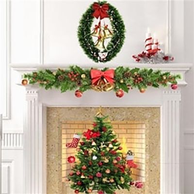 Christmas Tree Bell Wreath Christmas Wall Sticker Background Wall Glass Display Window Decoration Sticker Set of 4 Pieces Lightinthebox