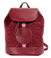 COACH Dempsey Red Apple Signature Jacquard Canvas Logo Patch Backpack (57938)