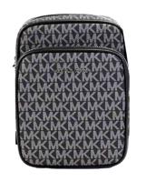 Michael Kors Black Silver PVC Flight Leather North South Chain Crossbody Bag (82217)