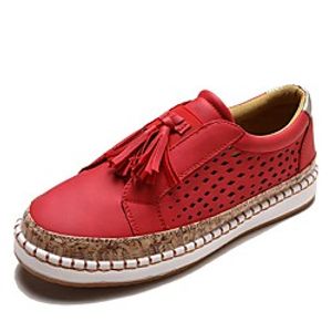 Women's Sneakers Tassel Loafers Tassel Shoes Wedge Heel Vintage PU Solid Colored White Red Blue miniinthebox