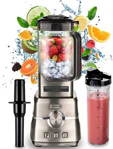 Kenwood Premium Power Blender 1500W Smoothie Blender With 2L Tritan Jar, 500ML Smoothie2Go Bottle & Lid, Blender Tamper/Food Presser, 6 Speed+3 Preset Programs, Ice Crush Function Blm91.640Ss Silver