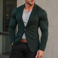 Men's Fashion Casual Blazer Jacket Regular Tailored Fit Solid Colored Single Breasted Two-buttons Green Light Grey 2023 Lightinthebox - thumbnail