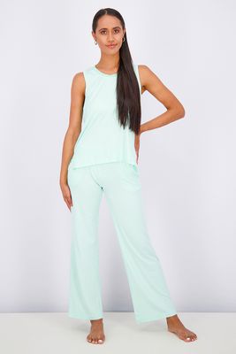 Womens Printed Stripe Sleepwear 2 Set Mint/White Womens Printed Stripe Sleepwear 2 Set Mint/White