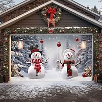 Christmas Outdoor Garage Door Cover Snowman Xmas Door Banner Party Large Door Mural Christmas Backdrop Decoration for Holiday Home Wall Decorations miniinthebox - thumbnail