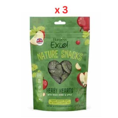 Burgess Excel Herby Hearts Small Pet Treats 60G Pack Of 3