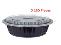 Hotpack Black Base Round Container 32 Oz With Lids 150 Pieces - BB8399