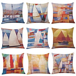 Oil Painting Style Double Side Cushion Cover 9PC Soft Decorative Square Throw Pillow Cover Cushion Case Pillowcase for Bedroom Livingroom Superior Quality Machine Washable Indoor Cushion for Sofa Couch Bed Chair miniinthebox