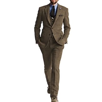 Black Brown Green Men's Wedding Tweed Suits Herringbone 3 Piece Retro Vintage Plus Size Single Breasted Two-buttons 2023 miniinthebox Black Brown Green Men's Wedding Tweed Suits Herringbone 3 Piece Retro Vintage Plus Size Single Breasted Two-buttons 2023 miniinthebox