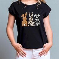Women's T shirt Tee Animal Weekend Easter Black Yellow Red Print Short Sleeve Fashion Round Neck Regular Fit Summer Lightinthebox