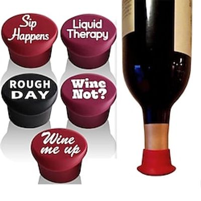 5 Funny Wine Stoppers - Perfect as Wine Accessories or Wine Gifts for Women - Set of 5 Funny Silicone Wine Bottle Stopper, A Great Christmas Gifts For Women Or Men, Better Than Wine Corks Lightinthebox