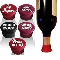 5 Funny Wine Stoppers - Perfect as Wine Accessories or Wine Gifts for Women - Set of 5 Funny Silicone Wine Bottle Stopper, A Great Christmas Gifts For Women Or Men, Better Than Wine Corks Lightinthebox - thumbnail