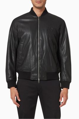 Zip Through Bomber Jacket in Eco Leather Zip Through Bomber Jacket in Eco Leather