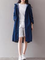 Vintage Pocket Hooded Denim Trench Coat - thumbnail