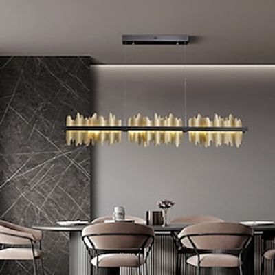 Crystal Chandelier Luxury 120cm Liner Design Chandelier Beautiful Gray Sparkling Crystal Leaf Modern Chandelier for Kitchen Island Living Room Dining Room Bedroom Lights 110-240V Lightinthebox