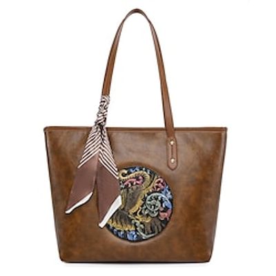 Women's Shoulder Bag Synthetic PU Leather Daily Large Capacity Geometric National Totem Brown Lightinthebox