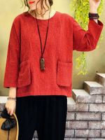 Casual Solid Embossing Long Sleeve Blouse