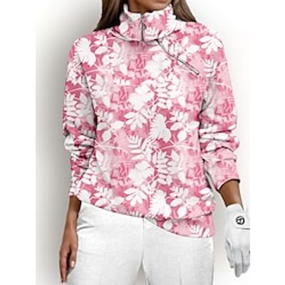 Women's Golf Pullover Sweatshirt Pink Dark Navy Blue Long Sleeve Thermal Warm Top Floral Ladies Golf Attire Clothes Outfits Wear Apparel Lightinthebox