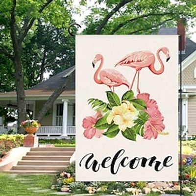 Flamingo Tropical Animal Garden Flag 12x18Inch Outdoor Decorations Welcome Garden Patio Flag Yard Flag Double Sided Holiday Outdoor Flags 1pc Lightinthebox