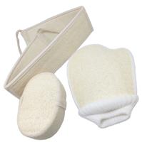 Kachabros Exfoliating Loofah Back Scrubber for Bath with 1 Bath Sponge Pad and 1 Bath Glove, Long Shower Luffa Sponge with Bar Soap Pocket for Men an