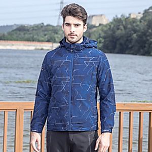 Men's Hoodie Jacket Waterproof Hiking Jacket Hiking Windbreaker Autumn  Fall Spring Summer Outdoor Stripes Waterproof Windproof Ultra Light (UL) Quick Dry Jacket Hoodie Top Elastane Full Zip Hunting Lightinthebox