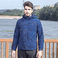 Men's Hoodie Jacket Waterproof Hiking Jacket Hiking Windbreaker Autumn  Fall Spring Summer Outdoor Stripes Waterproof Windproof Ultra Light (UL) Quick Dry Jacket Hoodie Top Elastane Full Zip Hunting Lightinthebox - thumbnail