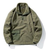 Men's Sweatshirt Polar Fleece Quarter Zip Sweatshirt Army Green Half Zip Plain Pocket Sports  Outdoor Daily Holiday Streetwear Casual Thin fleece Fall  Winter Clothing Apparel Hoodies Sweatshirts  miniinthebox