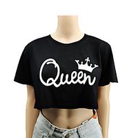Women's Crop Top Tee  T-shirt Crop Top Crew Neck Letter Printed Sport Athleisure T Shirt Top Short Sleeves Breathable Soft Comfortable Everyday Use Street Casual Daily Outdoor Lightinthebox - thumbnail