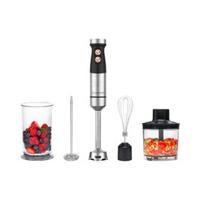 Nutricook 1200W DC motor Hand Blender With 700ml beaker,500ml Chopping Bowl, Stainless Steel Blades, Wisk with 20 variable speed 4in1 Blend,chop,whisk,froth, Silver (HB100ME)