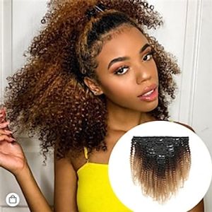 Clip in Hair Extensions 120g 8pcs/set Black Hair Extensions Clip in Human Hair Remy Clip in Hair Extensions Natural Human Hair Extensions Double Weft T1B4/27 miniinthebox
