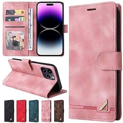 Phone Case For Apple iPhone 15 Pro Max Plus 14 13 12 11 X XR XS 8 7 Wallet Case Flip Cover Magnetic Card Slot Holder Stand Shockproof Solid Color TPU PU Leather Lightinthebox